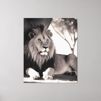 Toile Lion africain majoritaire noir et blanc