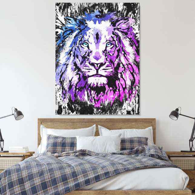 Toile Lion colorée Imprimer | Impression Big Lion  (Insitu(Chambre))