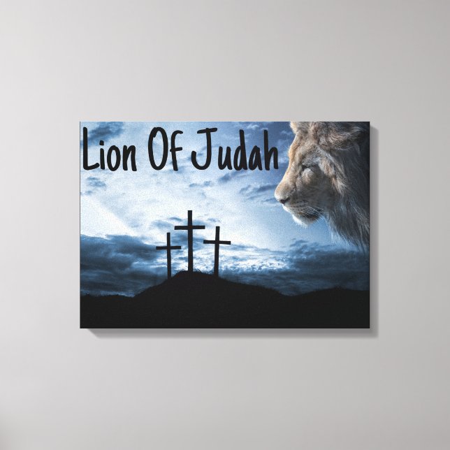 Toile Lion De Juda Tribu Croix Canvas Mur Art (Recto)