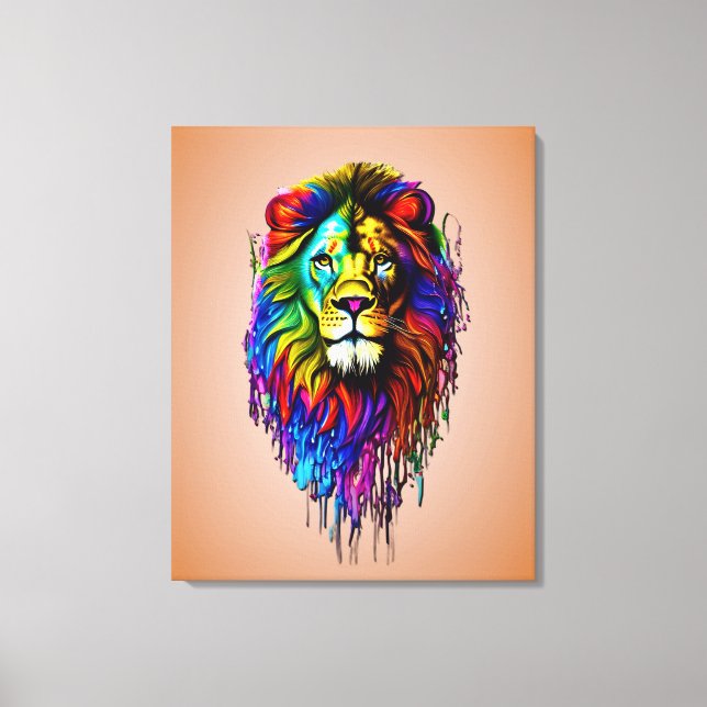 Toile Lion de séchage de peinture coloré (Recto)