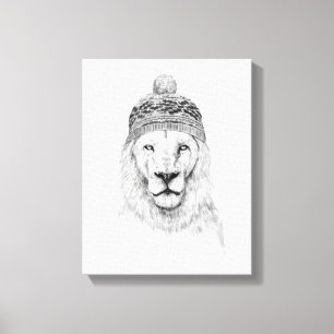 Toile Lion d'hiver (bw)