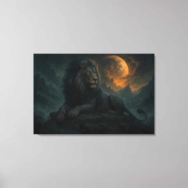 Toile Lion Épique au Clair de Lune – Gardien Céleste de  (Recto)