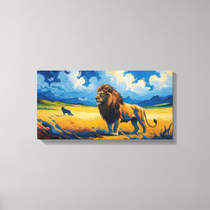 Toile Lion et Wolf - Van Gogh Style Art
