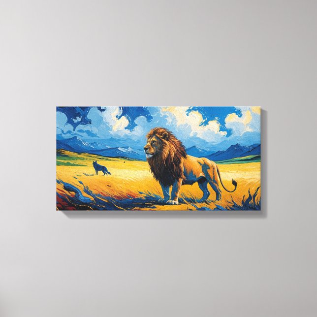 Toile Lion et Wolf - Van Gogh Style Art (Recto)