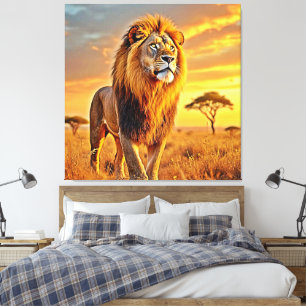 Toile Lion King Savanna coucher de soleil