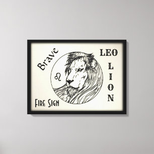 Toile Lion Le zodiaque encadré