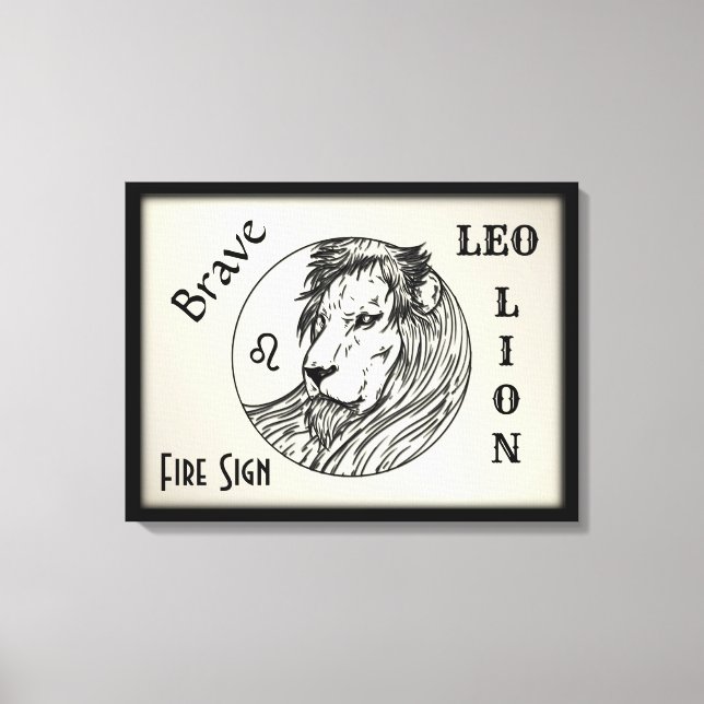 Toile Lion Le zodiaque encadré (Recto)