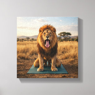 Toile Lion majestueux faisant la posture de lion en yoga