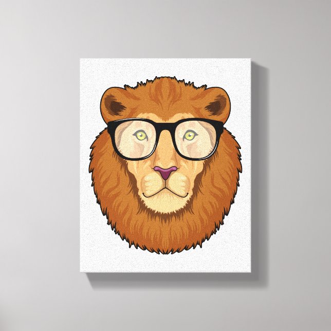 Toile Lion Nerd avec lunettes (Recto)