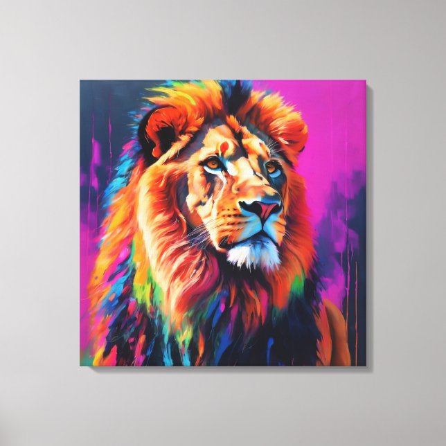 Toile Lion Portrait Peinture Art (Recto)