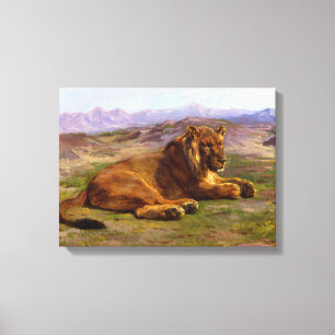Toile Lion sauvage dans la savane africaine
