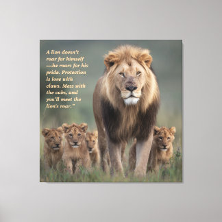 Toile Lion Wall Art - Force, Protection & Cour de famill