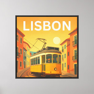 Toile Lisbonne Retro Travel : Art du milieu du siècle