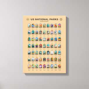 Toile Liste de contrôle des parcs nationaux américains