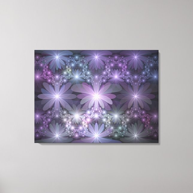 Toile Lit de fleurs tendance brillant art fractal abstra (Recto)