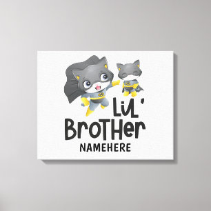 Toile Little Brother Superhero Chat Nom personnalisé