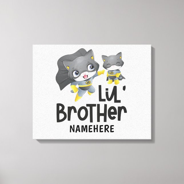 Toile Little Brother Superhero Chat Nom personnalisé (Recto)