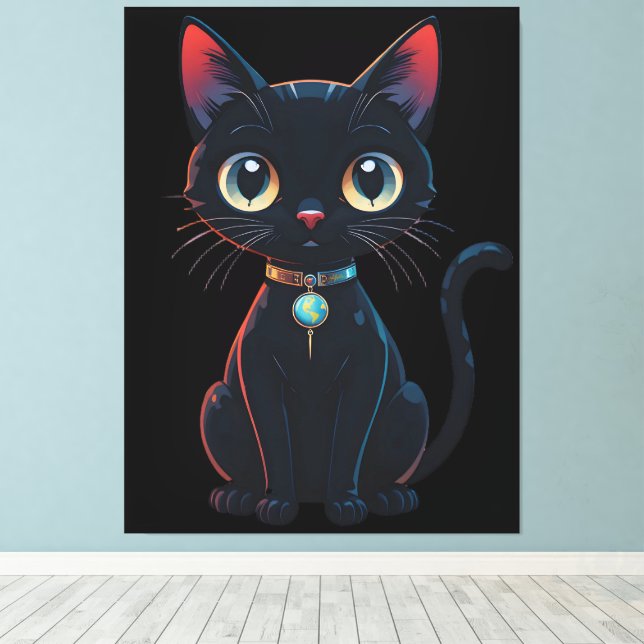 Toile Little Spooky Black Cat (Insitu (Plancher de Bois))