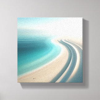 Toile Littoral Brumeux Minimaliste avec Courbe de Sable