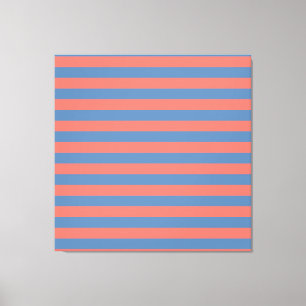Toile Lıving Coral et lignes horizontales bleu Pacifique