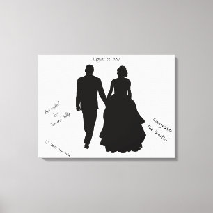 Toile Livre d'invité mariage Couple Silhouette Canvas