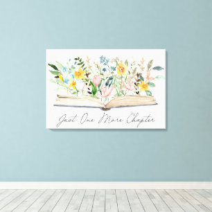 Toile Livre ouvert aquarelle avec fleurs esthétique flor