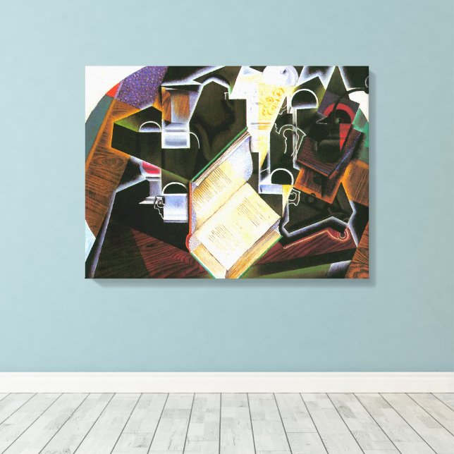 Toile Livre, Pipe et Lunettes, Juan Gris, Cubisme Vintag (Insitu (Plancher de Bois))