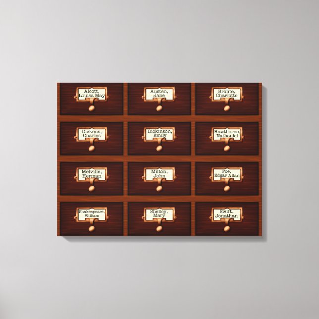 Toile Livres de bibliothèque Catalogue Cartes en bois Ti (Recto)