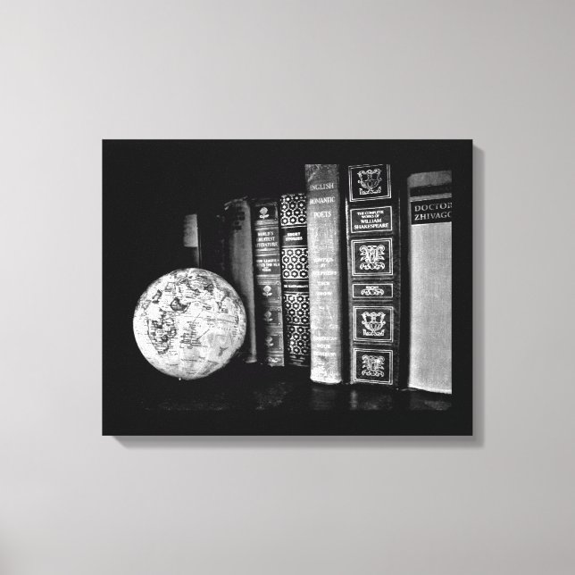 Toile Livres vintages et Globe (Recto)