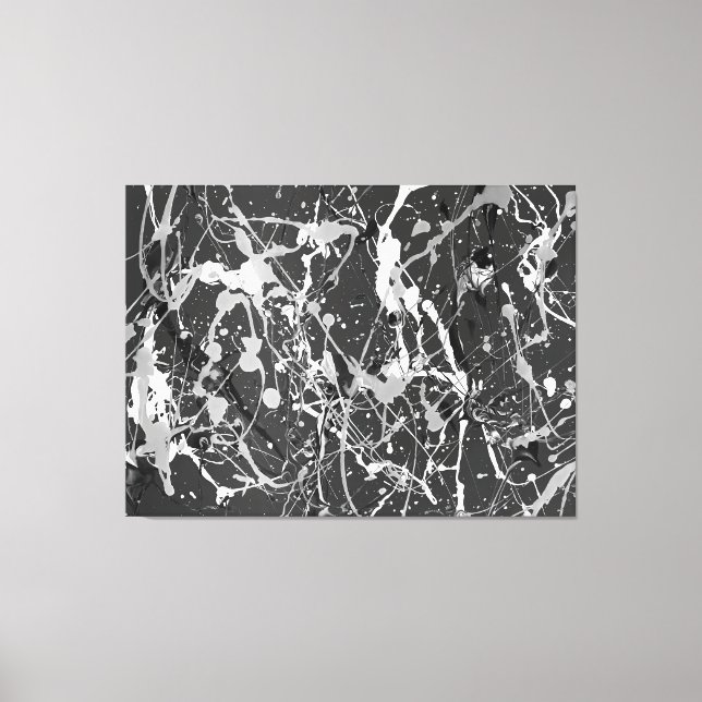 Toile LIX NOIR ET BLANC - Peinture d'action -Abstrait- (Recto)