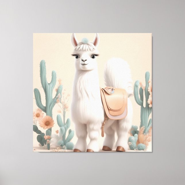 Toile Llama à selle dans le désert (Recto)