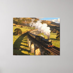 Toile Locomotive à vapeur sur viaduc