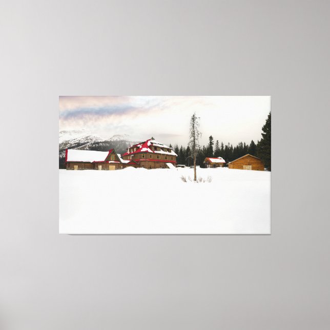 Toile Lodge Bow Lake couvert de neige (Recto)