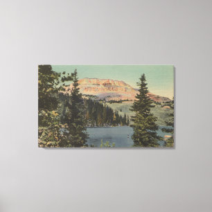 Toile Loge rouge, TA - vue de lac Beartooth et butte