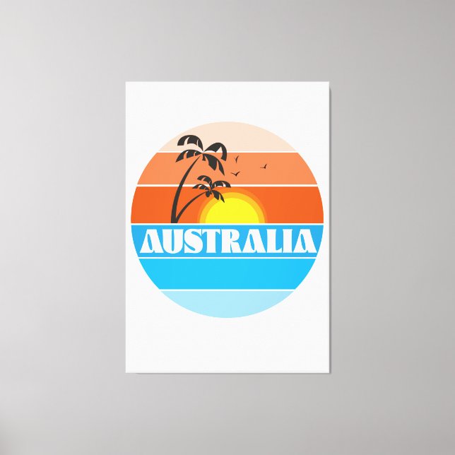 Toile logo australien rétro coucher de soleil 80s (Recto)