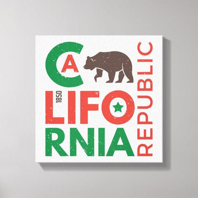 Toile Logo de California With Grizzly Bear (Recto)