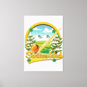 Toile logo de voyage rétro alphorn Suisse