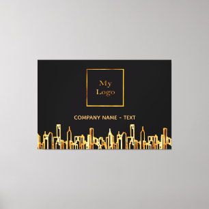 Toile Logo noir or ville skyline affaires immobilier