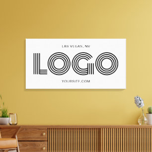 Toile Logo Promo Rectangulaire Moderne Blanc et Noir