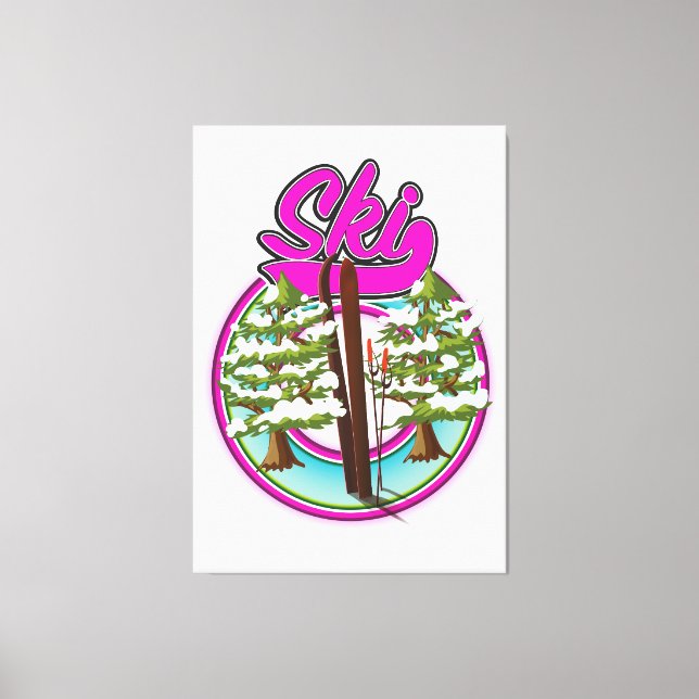 Toile logo rose ski vintage (Recto)