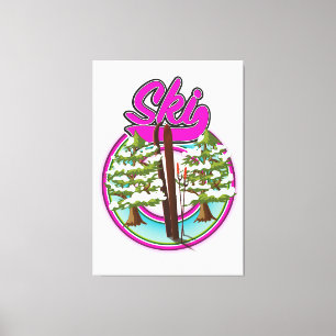 Toile logo ski rose vintage