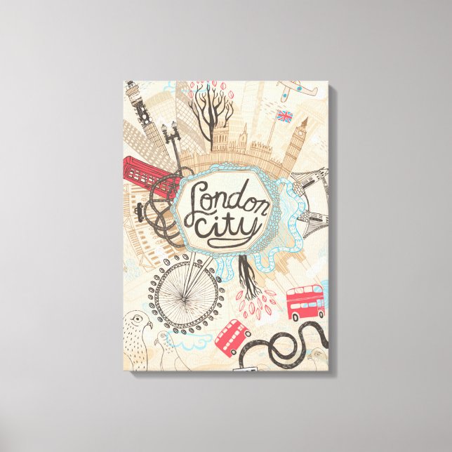 Toile London City Doodle Art (Recto)