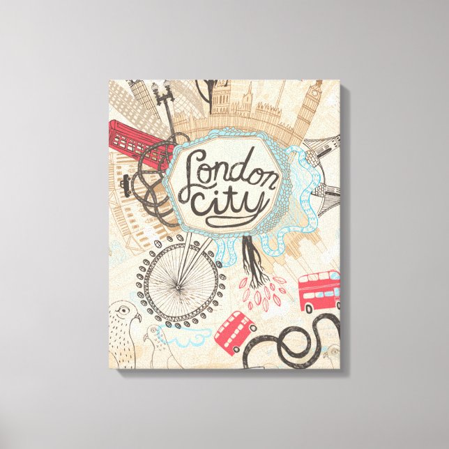 Toile London City Doodle Art (Recto)