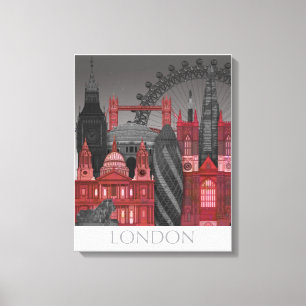 Toile London Elevages by Night - Rouge