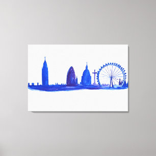 Toile London England Art Bridge Skyline Vintage