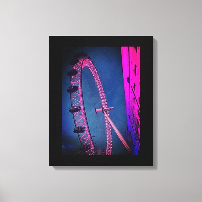 Toile London Eye at night Stretted Canvas Imprimer (Recto)