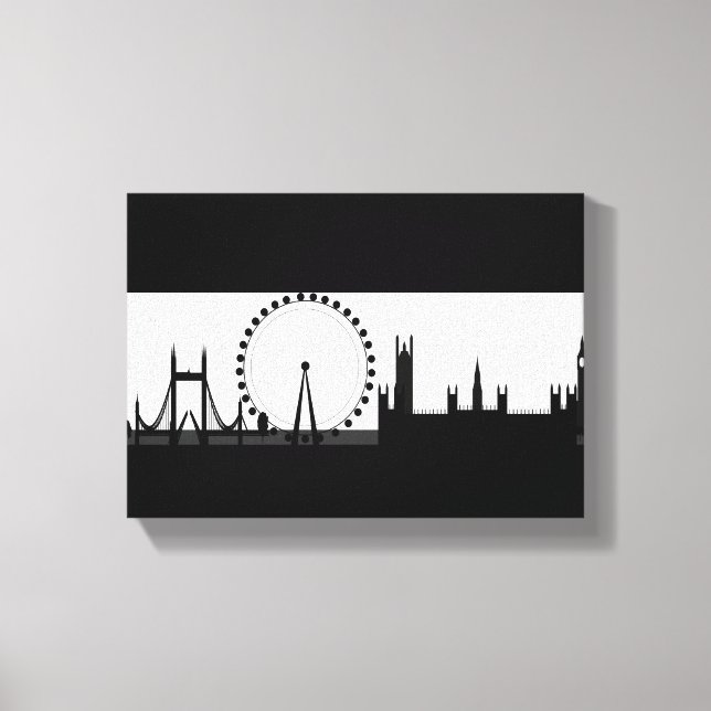 Toile London Eye City Skyline Black & White Canvas Impri (Recto)