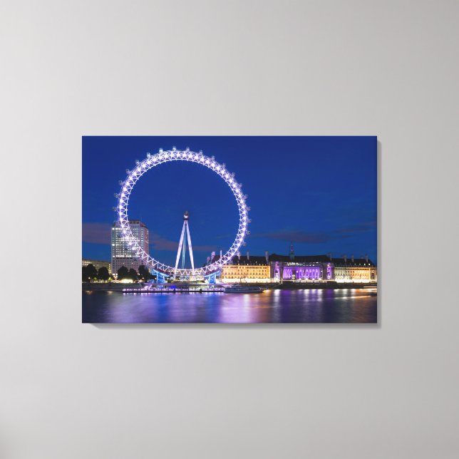 Toile London Eye Wheel À La Nuit Avec Lights Canvas Art (Recto)