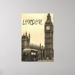 Toile Londres Angleterre Big Ben Vintage Black White Red