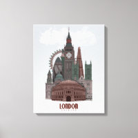 Londres en nuages rouge et vert